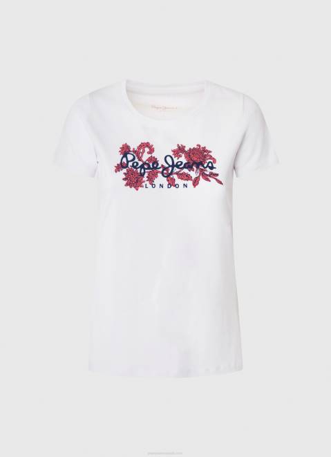 Pepe Jeans Logo Print Lycra T-Shirt Women White Z22X385