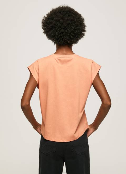 Pepe Jeans Logo Print T-Shirt Women Peach Z22X434