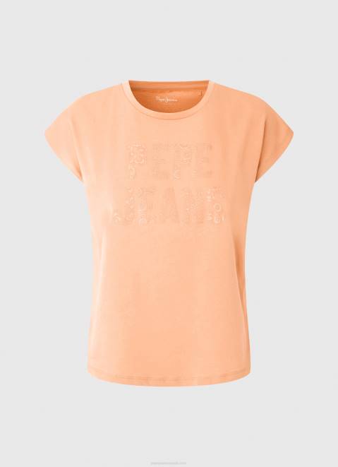 Pepe Jeans Logo Print T-Shirt Women Peach Z22X434