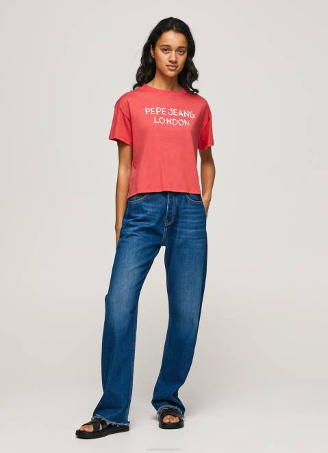 Pepe Jeans Logo Print T-Shirt Women Studio Red Z22X379
