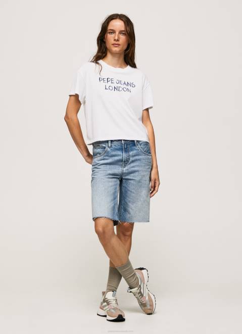 Pepe Jeans Logo Print T-Shirt Women White Z22X378