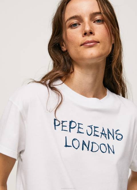 Pepe Jeans Logo Print T-Shirt Women White Z22X378