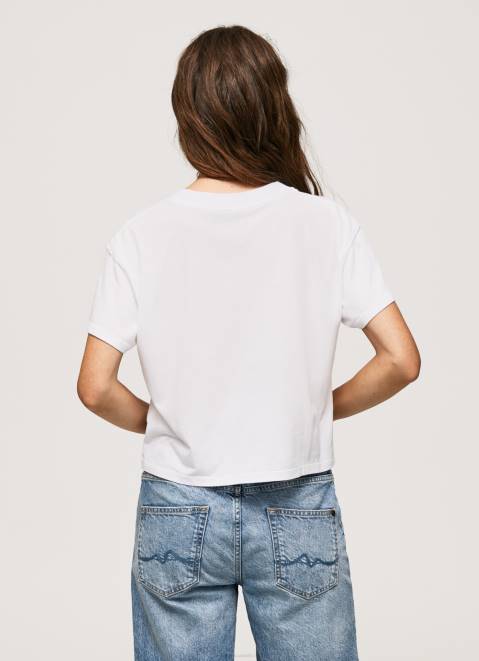 Pepe Jeans Logo Print T-Shirt Women White Z22X378