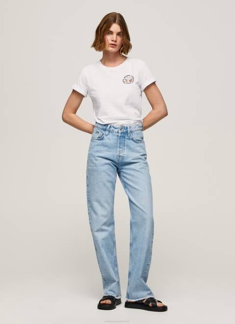 Pepe Jeans Logo Print T-Shirt Women White Z22X381