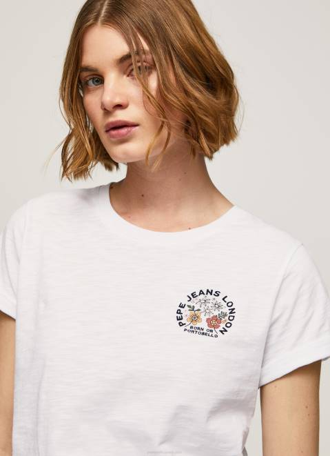 Pepe Jeans Logo Print T-Shirt Women White Z22X381