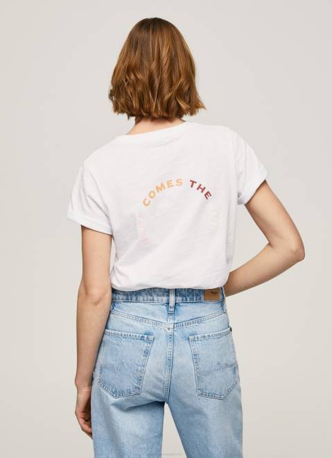 Pepe Jeans Logo Print T-Shirt Women White Z22X381