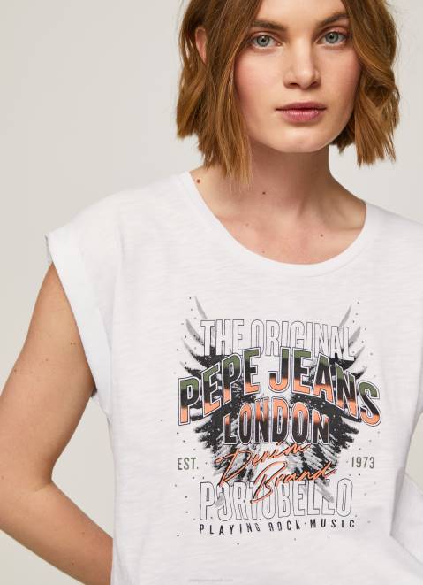 Pepe Jeans Logo Print T-Shirt Women White Z22X445