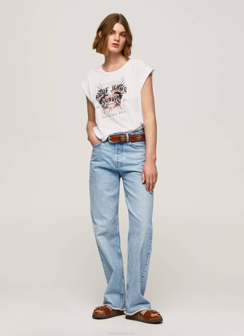 Pepe Jeans Logo Print T-Shirt Women White Z22X445