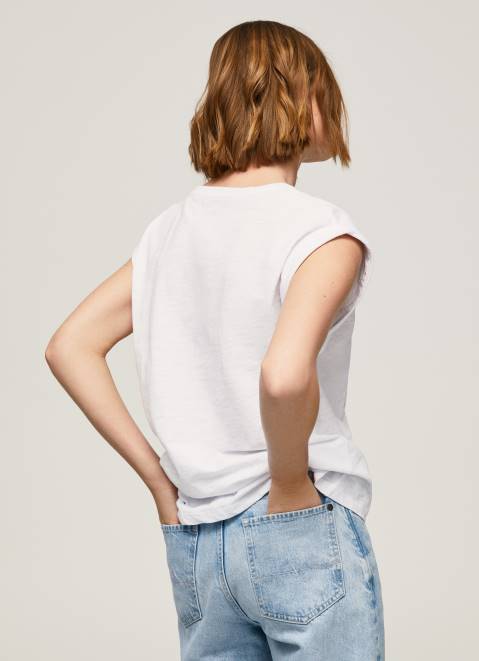 Pepe Jeans Logo Print T-Shirt Women White Z22X445