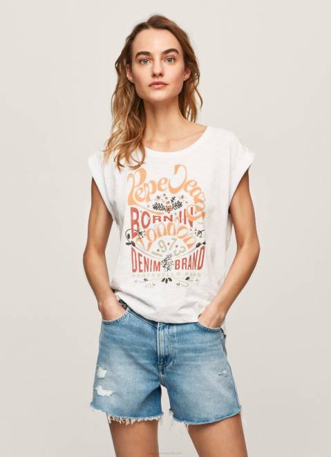 Pepe Jeans Logo Print T-Shirt Women White Z22X463