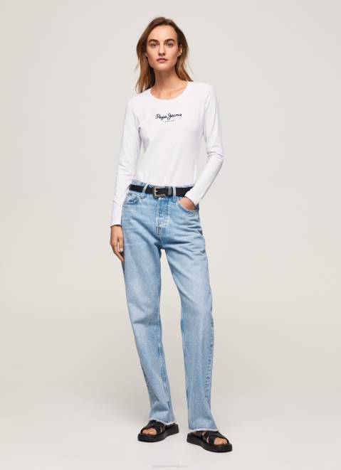 Pepe Jeans Long-Sleeved Cotton T-Shirt Women White Z22X469
