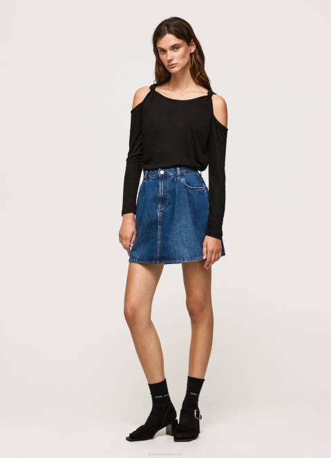Pepe Jeans Long Sleeved T-Shirt With Straps Women Black Z22X399