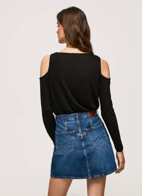 Pepe Jeans Long Sleeved T-Shirt With Straps Women Black Z22X399