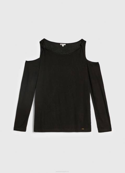 Pepe Jeans Long Sleeved T-Shirt With Straps Women Black Z22X399