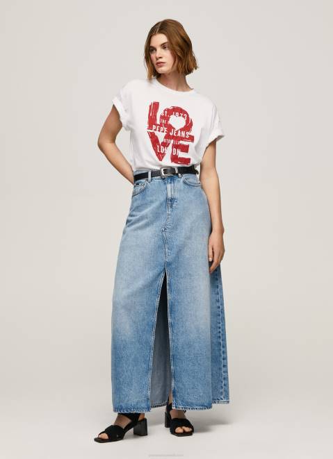 Pepe Jeans Love Logo Print T-Shirt Women White Z22X396