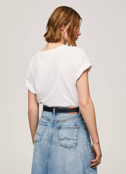 Pepe Jeans Love Logo Print T-Shirt Women White Z22X396