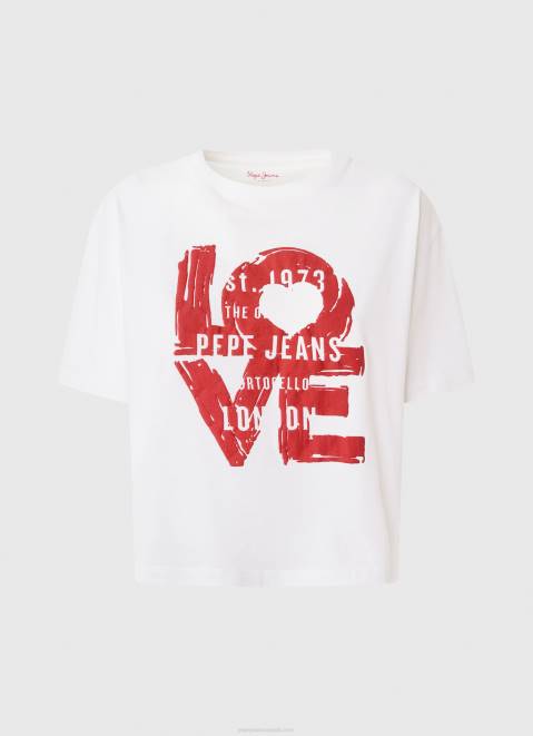 Pepe Jeans Love Logo Print T-Shirt Women White Z22X396