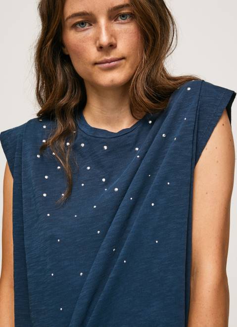 Pepe Jeans Marbled Armhole-Sleeved T-Shirt Women Dulwich Z22X406