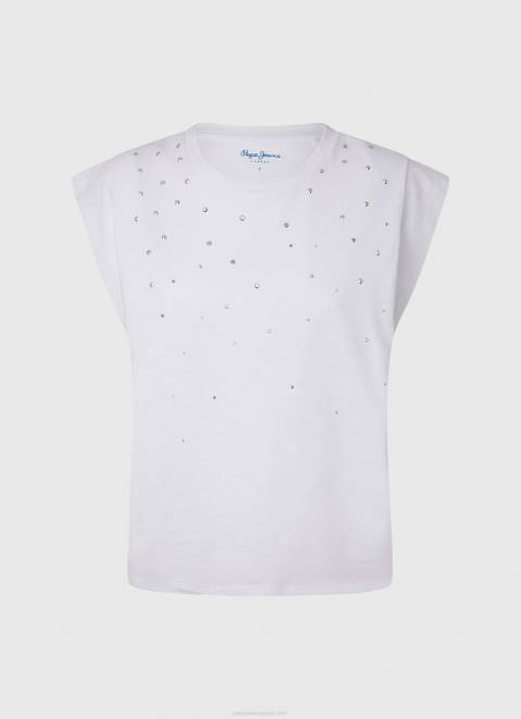 Pepe Jeans Marbled Armhole-Sleeved T-Shirt Women White Z22X409