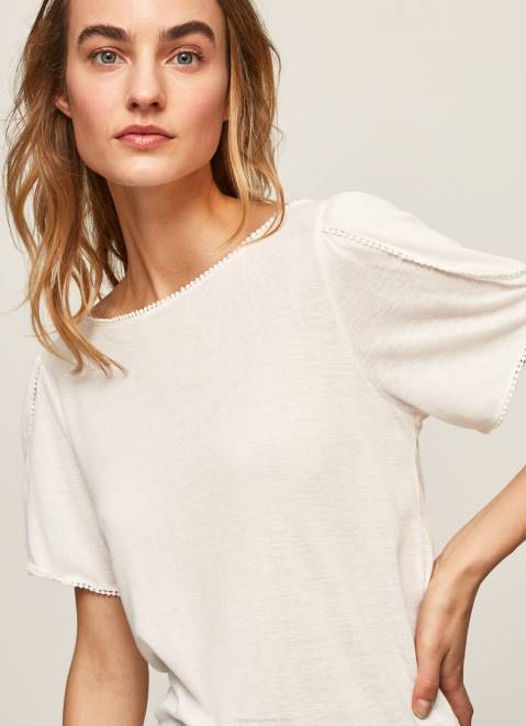 Pepe Jeans Marbled Boat Collar T-Shirt Women White Z22X452