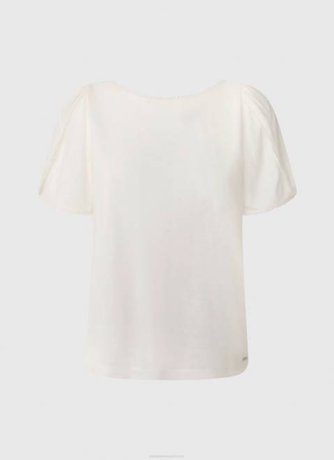 Pepe Jeans Marbled Boat Collar T-Shirt Women White Z22X452