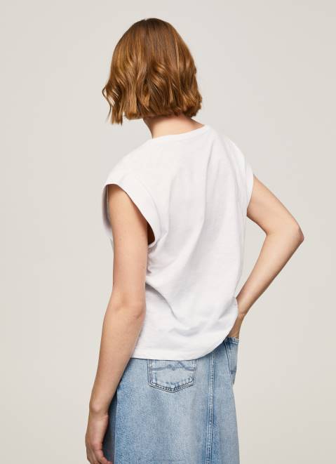Pepe Jeans Photo Print T-Shirt Women White Z22X387