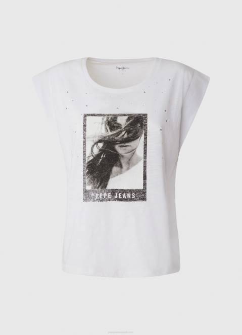 Pepe Jeans Photo Print T-Shirt Women White Z22X387