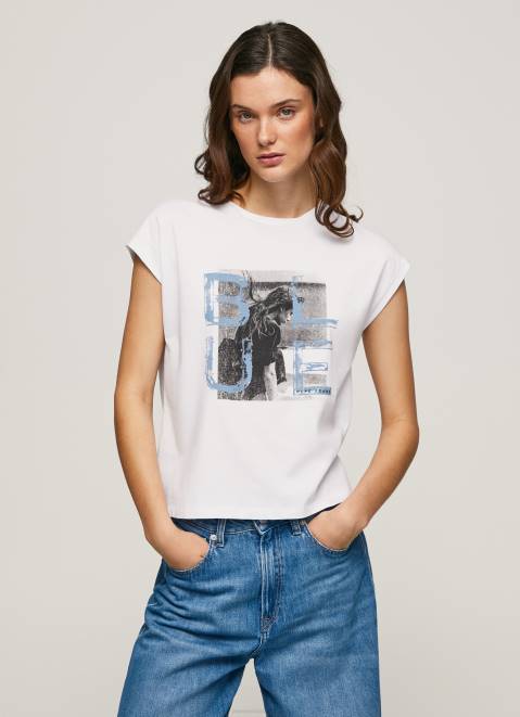 Pepe Jeans Photo Print T-Shirt Women White Z22X410