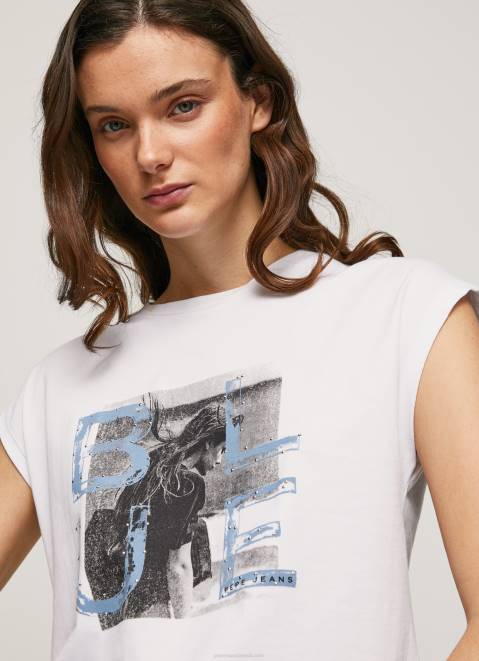 Pepe Jeans Photo Print T-Shirt Women White Z22X410
