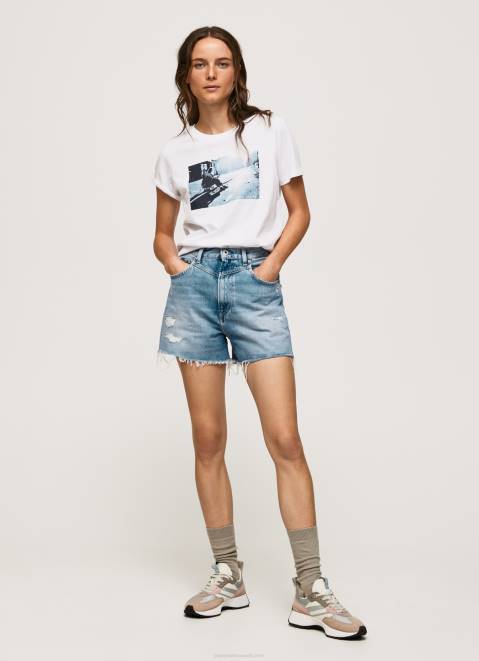 Pepe Jeans Photo Print T-Shirt Women White Z22X429
