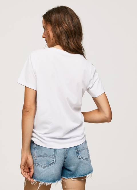 Pepe Jeans Photo Print T-Shirt Women White Z22X429