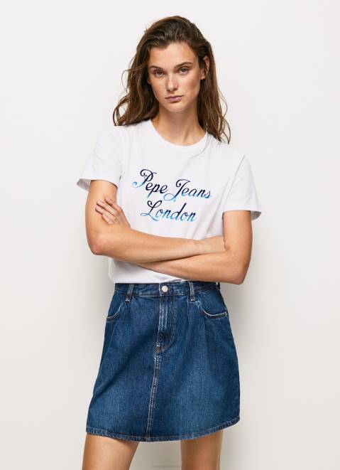 Pepe Jeans Printed Logo Cotton T-Shirt Women White Z22X411