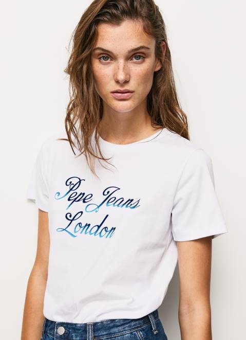 Pepe Jeans Printed Logo Cotton T-Shirt Women White Z22X411