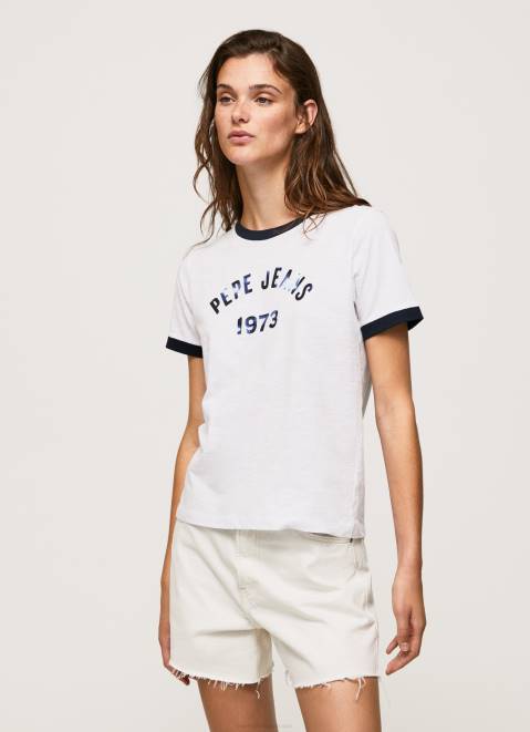 Pepe Jeans Printed Logo Cotton T-Shirt Women White Z22X424