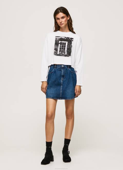 Pepe Jeans Printed Long Sleeved T-Shirt Women White Z22X428