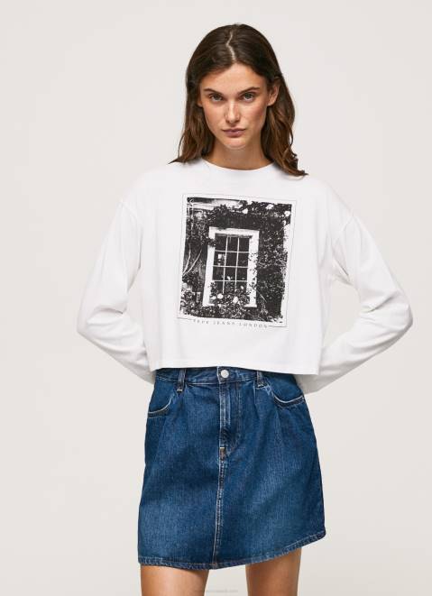 Pepe Jeans Printed Long Sleeved T-Shirt Women White Z22X428