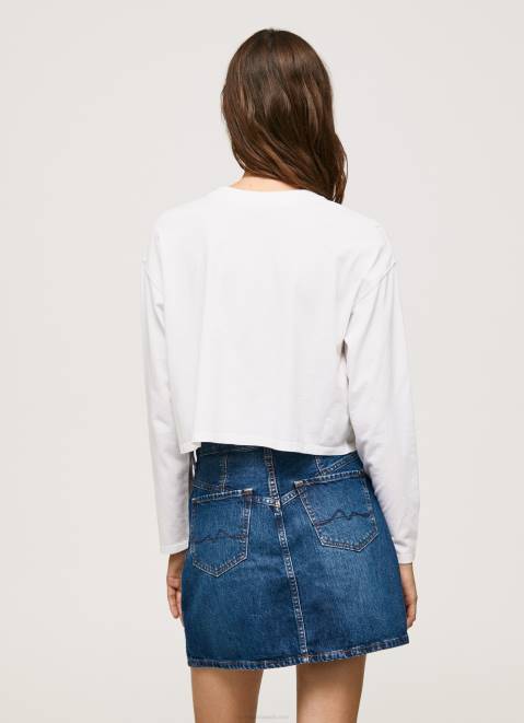 Pepe Jeans Printed Long Sleeved T-Shirt Women White Z22X428