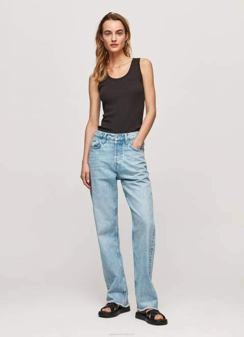 Pepe Jeans Ribbed Armhole-Sleeved T-Shirt Women Black Z22X440