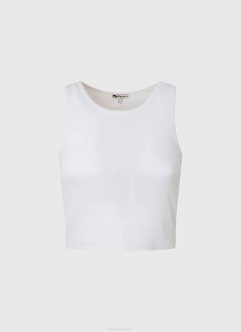 Pepe Jeans Ribbed Armhole Sleeved T-Shirt Women White Z22X423
