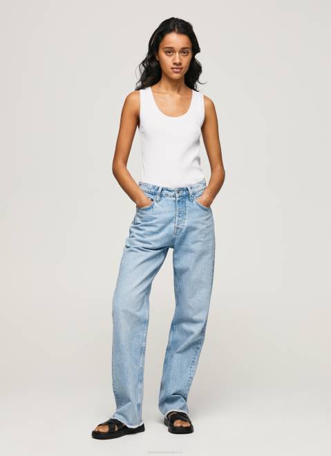 Pepe Jeans Ribbed Armhole-Sleeved T-Shirt Women White Z22X457