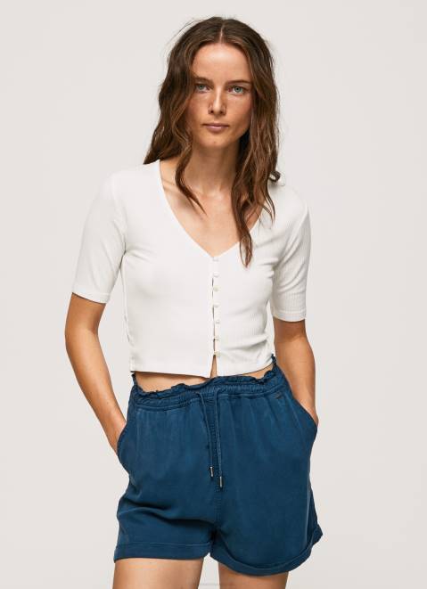 Pepe Jeans Ribbed Cardigan Shirt Women Mousse Z22X383