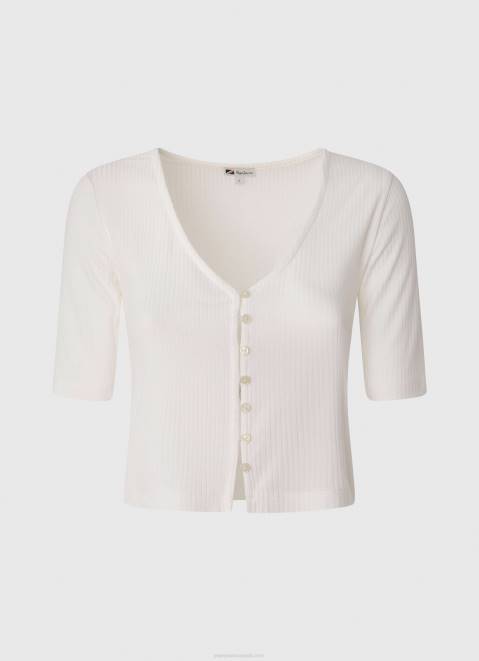Pepe Jeans Ribbed Cardigan Shirt Women Mousse Z22X383
