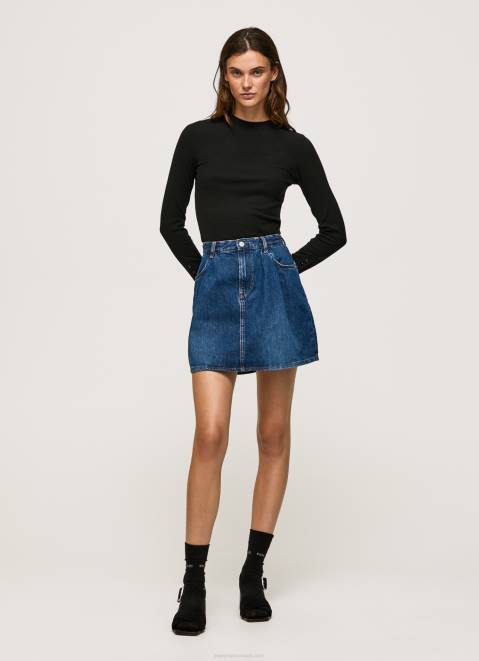 Pepe Jeans Ribbed Long Sleeve T-Shirt Women Black Z22X407