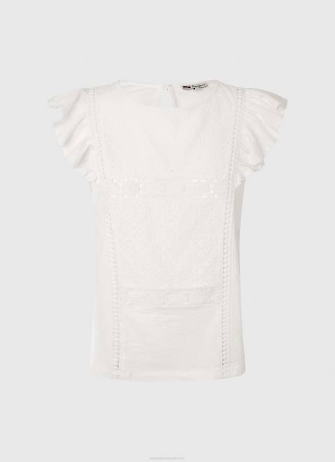 Pepe Jeans Shirt With Openwork Details Women White Z22X437