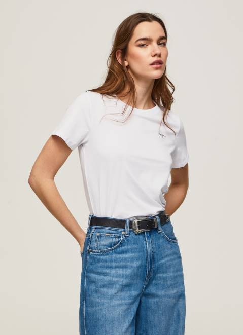 Pepe Jeans Short-Sleeved Cotton T-Shirt Women White Z22X420