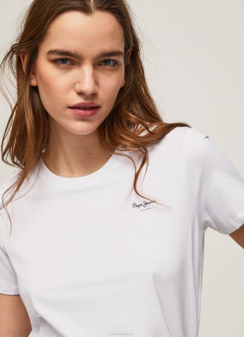 Pepe Jeans Short-Sleeved Cotton T-Shirt Women White Z22X420