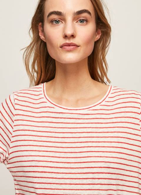 Pepe Jeans Striped Long Sleeved T-Shirt Women Studio Red Z22X395