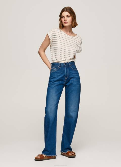 Pepe Jeans Striped Print Linen T-Shirt Women Multi Z22X447