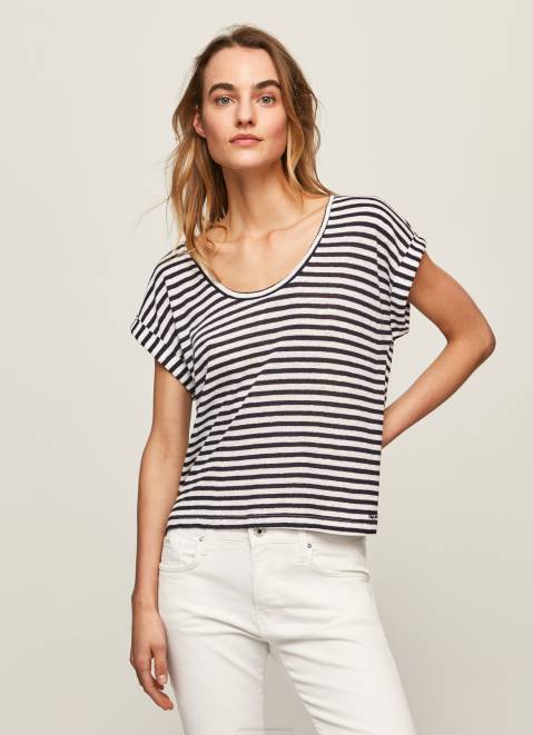 Pepe Jeans Striped Print T-Shirt Women Dulwich Z22X458