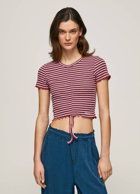 Pepe Jeans Striped Print T-Shirt Women Multi Z22X442